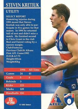 1995 Select AFL #72 Steven Kretiuk Back